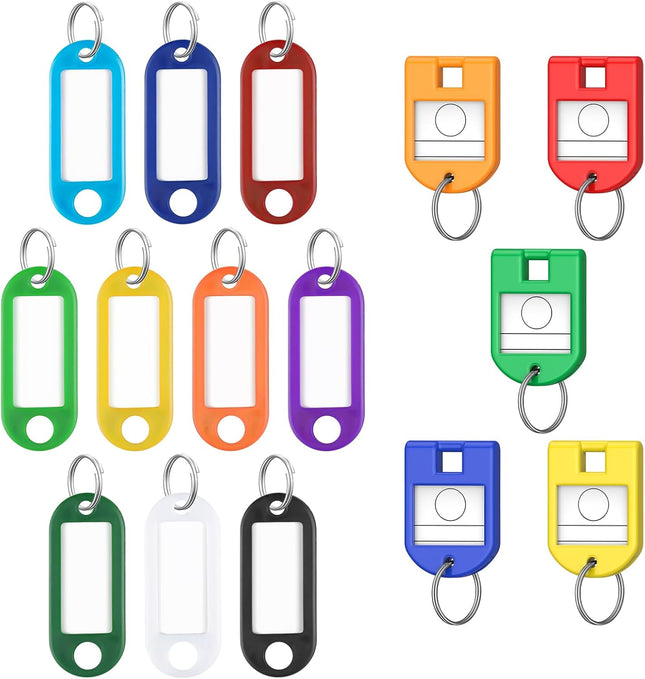 2 Inch Tough Plastic Key Tag in 10 Assorted Colors Item Identifiers Markers with Blank Paper Labels and 20