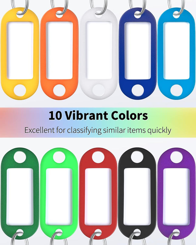 2 Inch Tough Plastic Key Tag in 10 Assorted Colors Item Identifiers Markers with Blank Paper Labels and 20 – product detail
