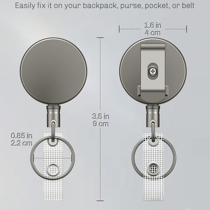 3 Pack ID Badge Holder Horizontal with Double-Sided Windows and 2 Pack Metal Retractable Keychain Heavy Duty Metal Retractable Badge Reel
