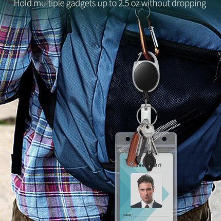 3 Pack Retractable Badge Reel for Badge Holder Heavy Duty Retractable Keychain Strong ABS Casing with Stainless Steel Spring Coil 24 Inch Nylon Rope Carabiner Clip and Key Ring