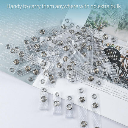 50 Pcs Badge Holder Straps ID Badge Straps with Snaps and 2 Pack Thumb-Slot Badge Holder Clear ID Card Holders with Easy Access Vertical Plastic Case Hard Card Protector