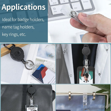 50 Pcs Badge Holder Straps ID Badge Straps with Snaps and 2 Pack Thumb-Slot Badge Holder Clear ID Card Holders with Easy Access Vertical Plastic Case Hard Card Protector