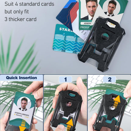 2 Pack Heavy Duty Badge Holder with Clear Window and 2 Pack Thumb-Slot Badge Holder Clear ID Card Holders for Office School ID Credit Cards Proximity Cards Driver’s Licenses Passes