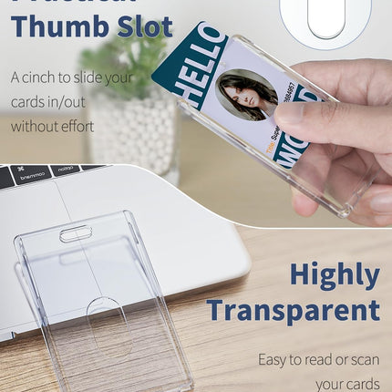 2 Pack Heavy Duty Badge Holder with Clear Window and 2 Pack Thumb-Slot Badge Holder Clear ID Card Holders for Office School ID Credit Cards Proximity Cards Driver’s Licenses Passes