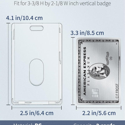 2 Pack Heavy Duty Badge Holder with Clear Window and 2 Pack Thumb-Slot Badge Holder Clear ID Card Holders for Office School ID Credit Cards Proximity Cards Driver’s Licenses Passes