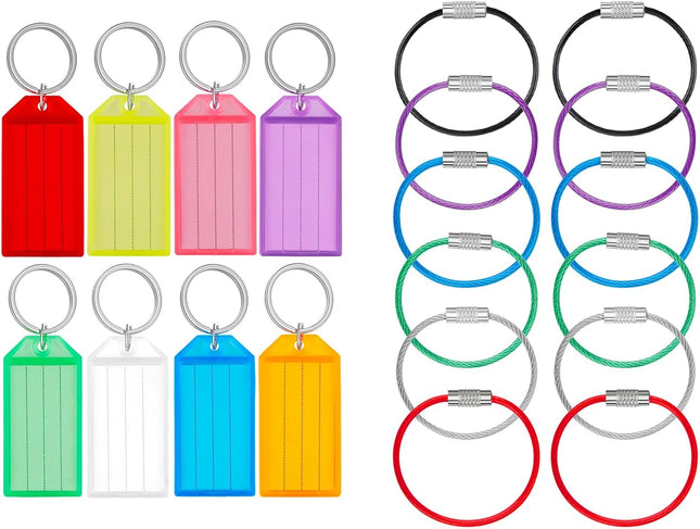 20 Pack Tough Plastic Key Tags with Split Ring Label Window Assorted Colors and 12 V1258-DP02-B-2817