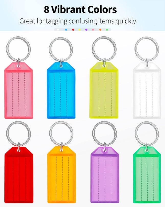20 Pack Tough Plastic Key Tags with Split Ring Label Window Assorted Colors and 12 – product detail