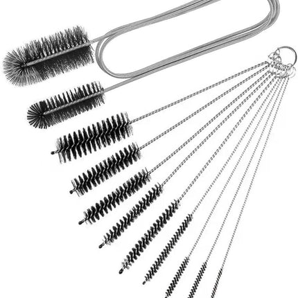 10PCS Flexible Drain Brush Straw Cleaner Brush Set,Pipe Cleaners Brush,61Inch Stainless Steel Double-Ended Hose Brush 8.2Inch Nylon Long CPAP Tube Cleaning Brush for Home Kitchen Sink Plumbing