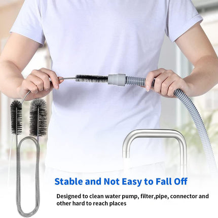 10PCS Flexible Drain Brush Straw Cleaner Brush Set,Pipe Cleaners Brush,61Inch Stainless Steel Double-Ended Hose Brush 8.2Inch Nylon Long CPAP Tube Cleaning Brush for Home Kitchen Sink Plumbing