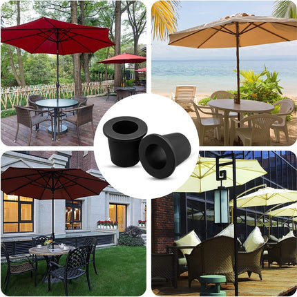 2Pcs Patio Table Umbrella Hole Ring Plug, Silicone Pool Sleeve Stabilizer Cone Wedge, Table Insert for 2-2.5 Inch Hole or 1.5 Inch Adapter (Black)