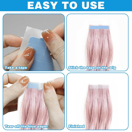 240pcs Beauty Tools Human Hair Tape Extension Replacement, Double Sided Wig Tape (Blue)