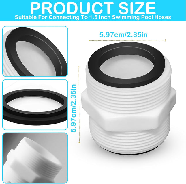 2Pcs 1.5 to 1.5 Pool Hose Adapter Pool Hose Connector Coupling Above Ground Pool Hose – product detail