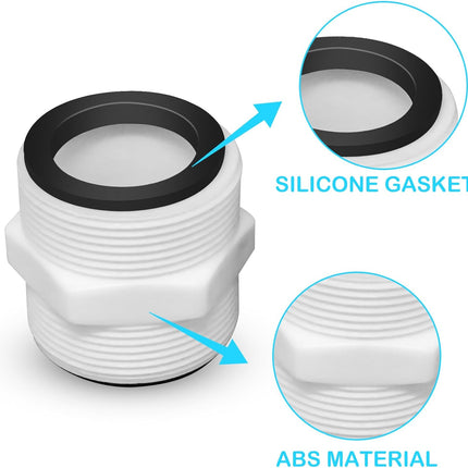 2Pcs 1.5’to 1.5’ Pool Hose Adapter, Pool Hose Connector Coupling Above Ground Pool Hose Adapter Compatible with Intex, Garden Hose Extender with 2 Rings Gaskets for 1.5 Inch Above Ground Pool Hose