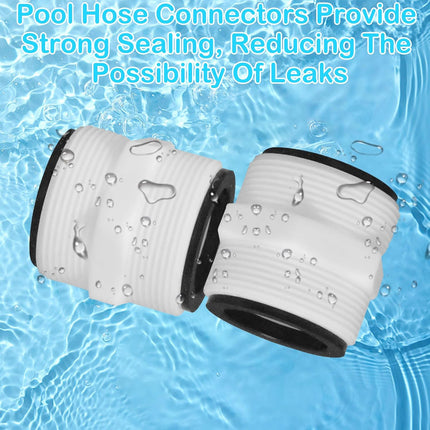 2Pcs 1.5’to 1.5’ Pool Hose Adapter, Pool Hose Connector Coupling Above Ground Pool Hose Adapter Compatible with Intex, Garden Hose Extender with 2 Rings Gaskets for 1.5 Inch Above Ground Pool Hose