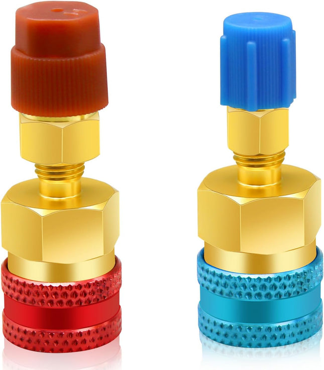 2Pcs R1234yf to R134a Adapter Quick Couplers Kit R1234yf Refrigerant Recharge Kit High/Low Side R134a