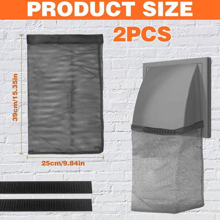 2Pcs Dryer Vent Lint Bags Lint Traps, Dryer Lint Trap Dryer Lint Catcher Lint Bag for Outdoor Dryer Vent, 15.35 X 9.84 Inch Exterior Dryer Vent Cover Capturing Lint and Dust for House(Black)