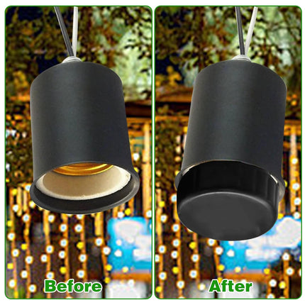 12Pcs Light Socket Covers, Safety Cap Plugs for String Lights, Protective Caps for Recessed/Standard Sockets (Black)