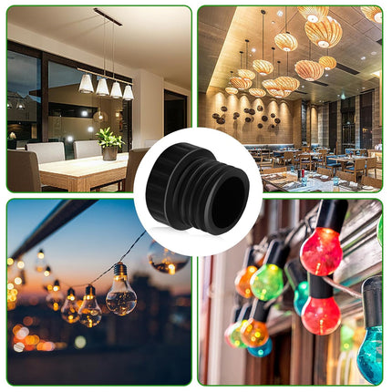 12Pcs Light Socket Covers, Safety Cap Plugs for String Lights, Protective Caps for Recessed/Standard Sockets (Black)