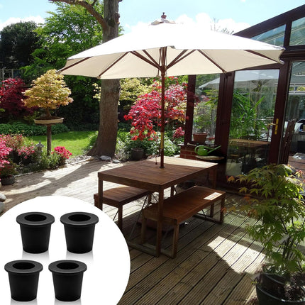 4Pcs Patio Table Umbrella Hole Ring Plug, Silicone Pool Umbrella Sleeve Stabilizer Cone Wedge, Umbrella Table Ring Hole Insert for 2-2.5 Inch Table Hole or 1.5 Inch Pool Umbrella Adapter (Black)