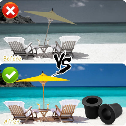 4Pcs Patio Table Umbrella Hole Ring Plug, Silicone Pool Umbrella Sleeve Stabilizer Cone Wedge, Umbrella Table Ring Hole Insert for 2-2.5 Inch Table Hole or 1.5 Inch Pool Umbrella Adapter (Black)