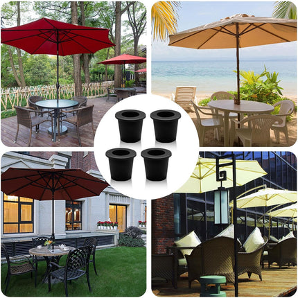4Pcs Patio Table Umbrella Hole Ring Plug, Silicone Pool Umbrella Sleeve Stabilizer Cone Wedge, Umbrella Table Ring Hole Insert for 2-2.5 Inch Table Hole or 1.5 Inch Pool Umbrella Adapter (Black)