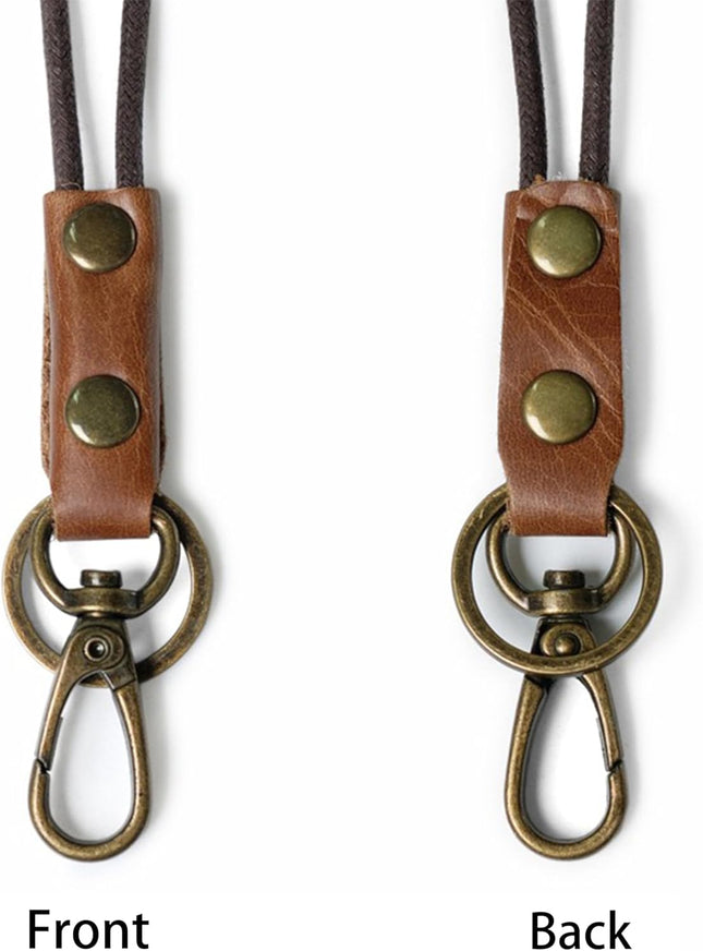 Lanyard For Key and ID Badge Holder Leather Lanyard For ID Card Retro Style Lanyards for ID Badges – product detail