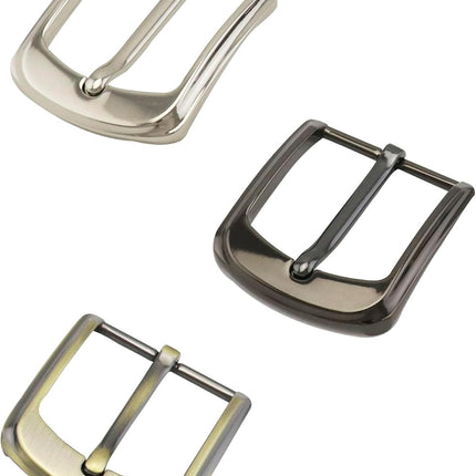 Classic Belt Buckles Set, 3 Pack Metal Belt Buckle 38-40 mm (1.5"-1.6") Single Prong Square Replacement Belt Buckle for Men Women Belt (Silver, Bronze, Gray)