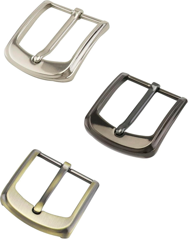 Classic Belt Buckles Set 3 Pack Metal Belt Buckle 38-40 mm (1.5 -1.6) Single Prong Square (Silver Bronze