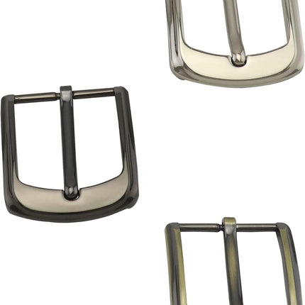Classic Belt Buckles Set, 3 Pack Metal Belt Buckle 38-40 mm (1.5"-1.6") Single Prong Square Replacement Belt Buckle for Men Women Belt (Silver, Bronze, Gray)