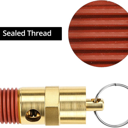 Brass Pressure Relief Valve (2 Pack) - 1/4 Inch NPT Threaded, 150 PSI Rating, Air Compressor Check Valve with Seal Thread Locks