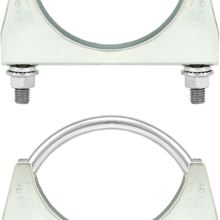 U-Bolt Muffler Tip Exhaust Hook, 2 Pack 3" OD Universal Silencer Exhaust Clip, Steel Exhaust Pipe Clamp