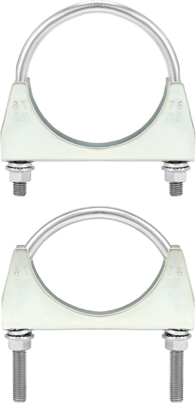 U-Bolt Muffler Tip Exhaust Hook 2 Pack 3 OD Universal Silencer Exhaust Clip Steel Exhaust Pipe Clamp – product detail