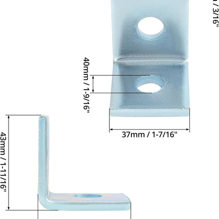 10-Pack Heavy Duty L-Shaped Connector Brackets - 2 Hole, Compatible with All 1-5/8" Strut Channels, 1/2" Bolt Hole, 90 Degree Angle, Electrogalvanized Carbon Steel