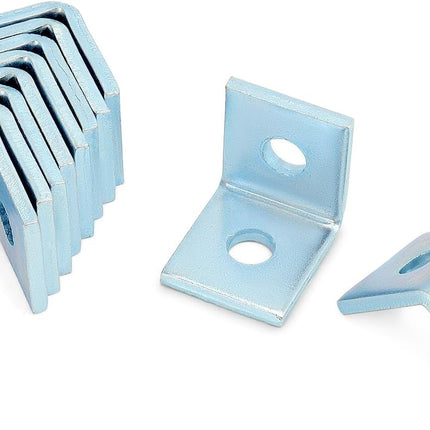 10-Pack Heavy Duty L-Shaped Connector Brackets - 2 Hole, Compatible with All 1-5/8" Strut Channels, 1/2" Bolt Hole, 90 Degree Angle, Electrogalvanized Carbon Steel