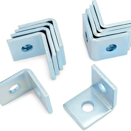 10-Pack Heavy Duty L-Shaped Connector Brackets - 2 Hole, Compatible with All 1-5/8" Strut Channels, 1/2" Bolt Hole, 90 Degree Angle, Electrogalvanized Carbon Steel