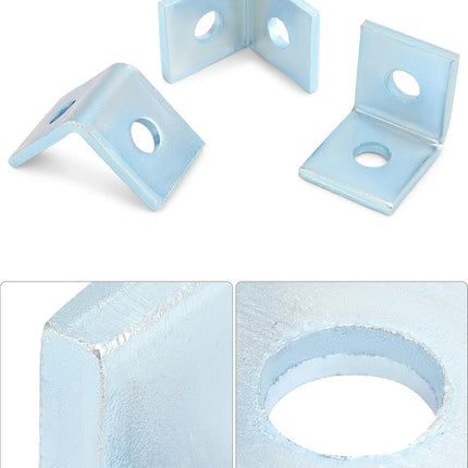 10-Pack Heavy Duty L-Shaped Connector Brackets - 2 Hole, Compatible with All 1-5/8" Strut Channels, 1/2" Bolt Hole, 90 Degree Angle, Electrogalvanized Carbon Steel