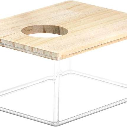 Hamster Sand Bath Box – Clear Acrylic Habitat Bath with Wooden Lid for Dwarf Hamsters, Digging & Grooming