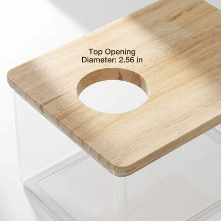 Hamster Sand Bath Box – Clear Acrylic Habitat Bath with Wooden Lid for Dwarf Hamsters, Digging & Grooming