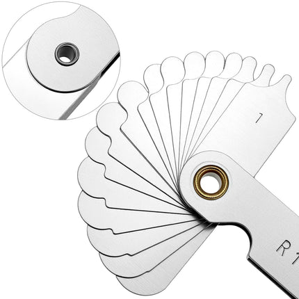4 Pack Radius Gauge Set, Precision Stainless Steel Measurement Tool for Convex & Concave Surfaces, R0.3-1.5mm/ R1-6.5mm/ R7-14.5mm/ R15-25mm