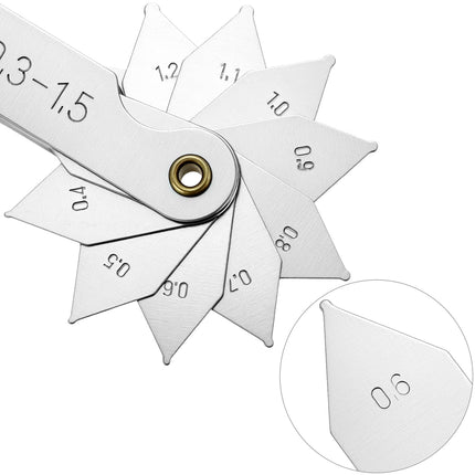 4 Pack Radius Gauge Set, Precision Stainless Steel Measurement Tool for Convex & Concave Surfaces, R0.3-1.5mm/ R1-6.5mm/ R7-14.5mm/ R15-25mm