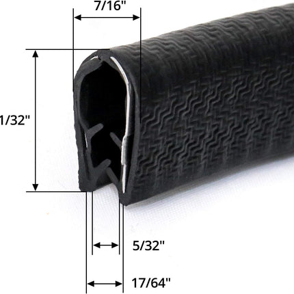 U-Shape Edge Trim, 10 Feet Weather Stripping Car Door Edge Protector, Flexible Push-On Rubber Guard for 1/4" Sharp Metal Edges