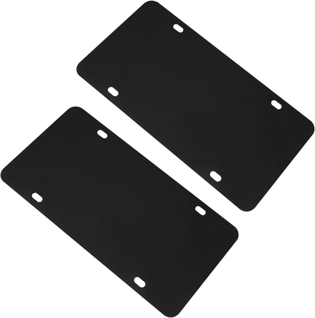 Stainless Steel License Plate Reinforce Plate 2 Pcs Heavy-Gauge Black Powder-Coated 12 x 6 with Screws &