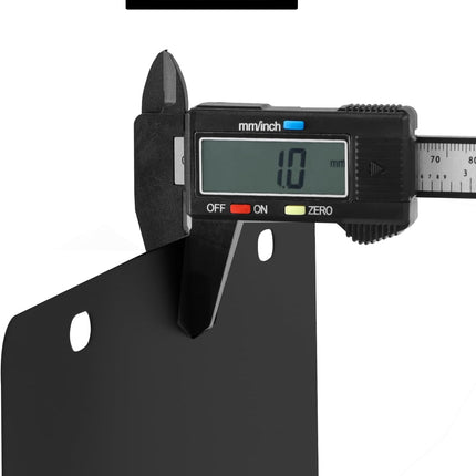 Stainless Steel License Plate Reinforce Plate, 2 Pcs, Heavy-Gauge, Black Powder-Coated, 12" x 6" with Screws & Caps, Anti-Vibration & Bending Protection