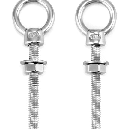 Shoulder Eye Bolts, 10 Pack 316 Stainless Steel Shoulder Threaded Eyebolts- 1/4" x 2" with High Corrosion Resistance and 400 lbs WLL - for Straight and Angular Pulls