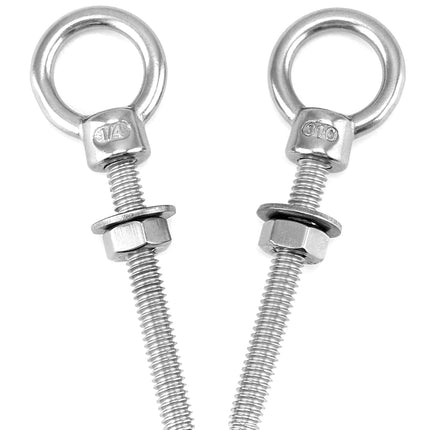 Shoulder Eye Bolts, 10 Pack 316 Stainless Steel Shoulder Threaded Eyebolts- 1/4" x 2" with High Corrosion Resistance and 400 lbs WLL - for Straight and Angular Pulls