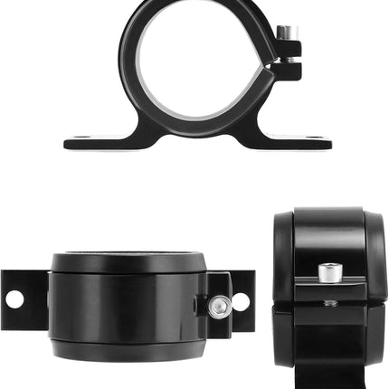 Fuel Pump Clamp Holder, 2 Pack 50mm Fuel Filter Mounting Bracket, Premium Aluminum Alloy Oil/Fuel Pump Mounting Bracket, Secure Filter Clamp Cradle, Sleek Black Design