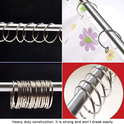 Metal Shower Curtain Rings - 20 Pack 2 Inch Large Silver Round Loop for Hanging Drapes, Easy Open and Close (50 mm)