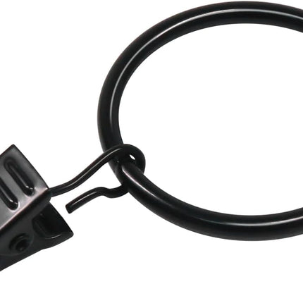 Curtain Rings with Clips Black - 40 Pcs Metal Drapery Clip Ring 1.26 in Interior Diameter, Fits up to 1 in Curtain Rod