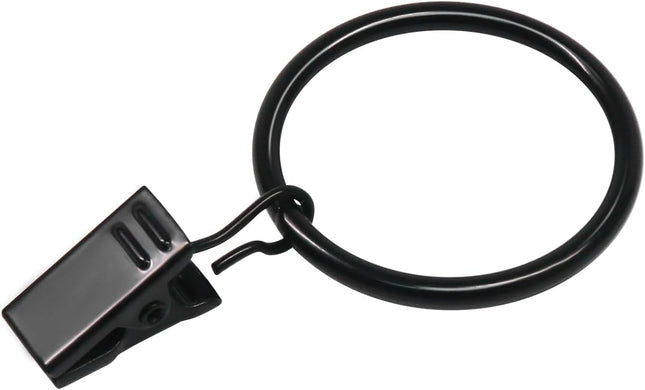 Curtain Rings with Clips Black