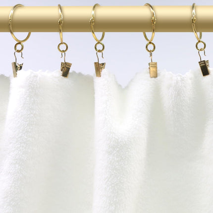 Open Curtain Rings with Eyelet - 20 Pack 1.5 Inch Openable Metal Drapery Ring Loops, Fits Up to 1 1/4 in Rod (Gold)
